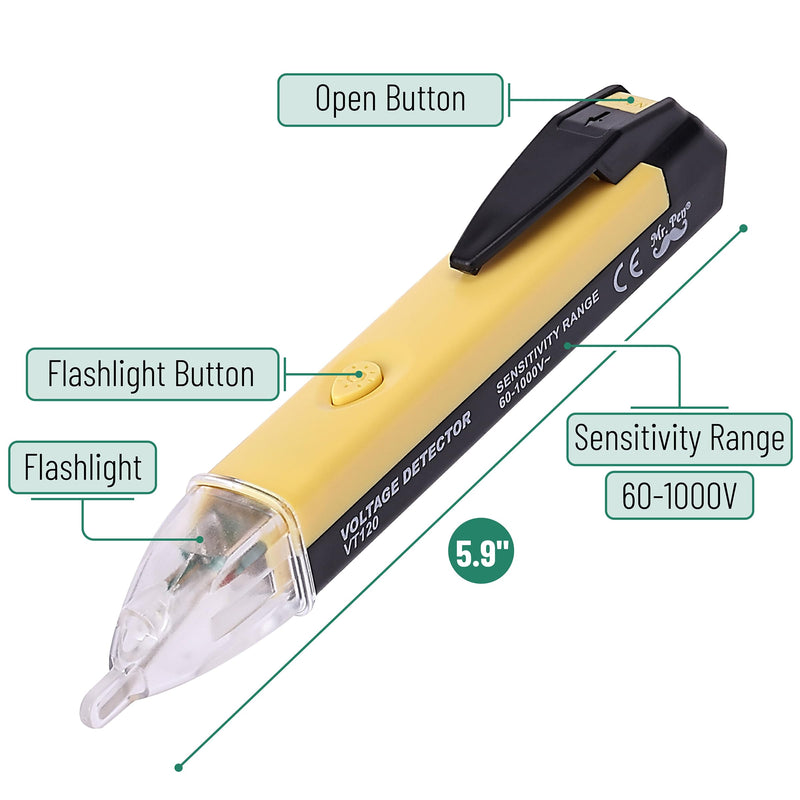 [Australia - AusPower] - Mr. Pen 2 Pack Non Contact Voltage Tester - Red & Yellow, Electric Tester Pen, Voltage Detector 