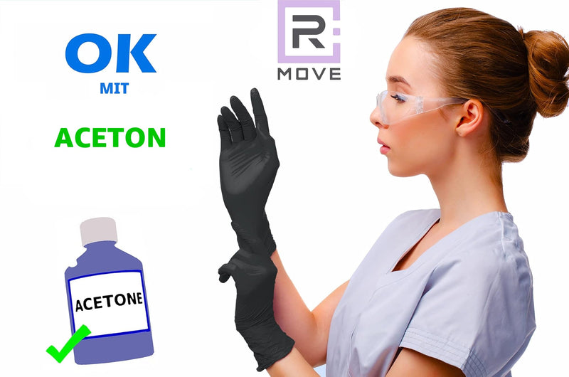 R MOVE Pack of 200 Disposable Gloves, Black, XL Nitrile Gloves, Rubber Gloves, Disposable Medical Examination Gloves, Powder-Free (200, Black, XL) Waist XL