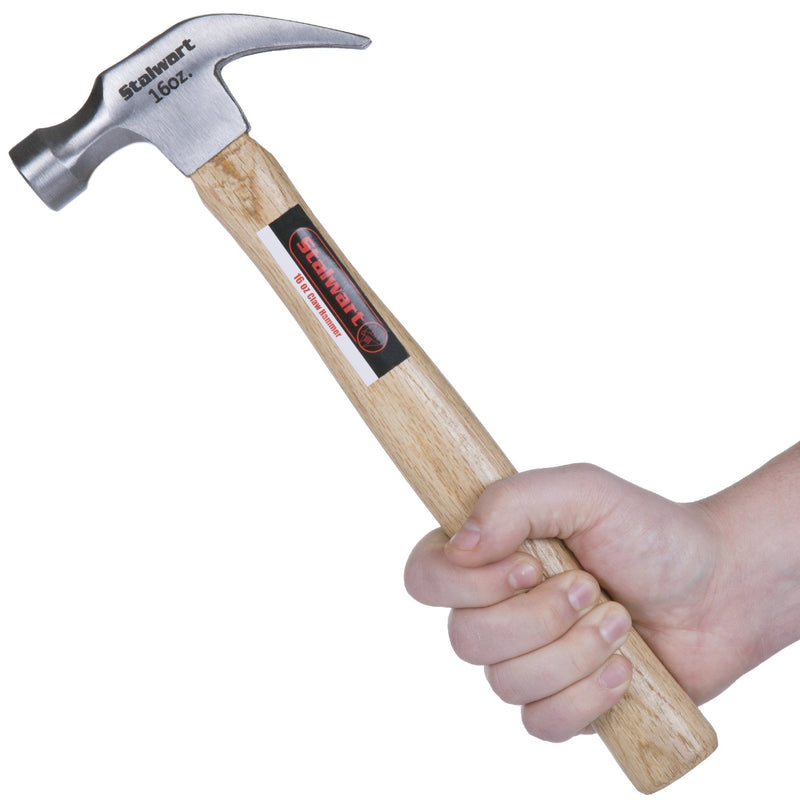 [Australia - AusPower] - 16-Ounce Claw Hammer - Basic Hand Tool for DIY and Woodworking with Natural Wood Anti-Vibration Handle and Drop-Forged Steel Head by Stalwart 