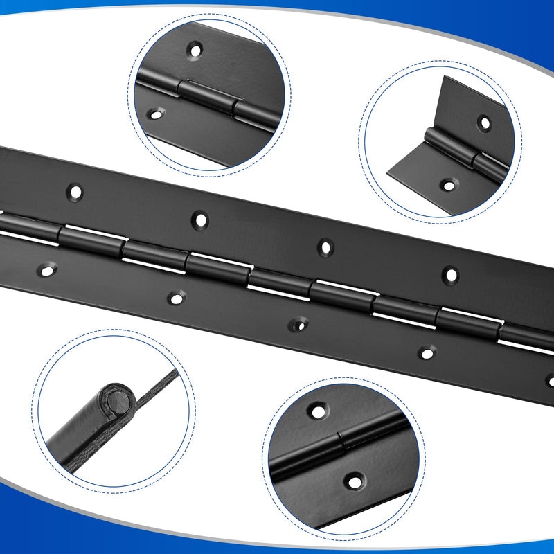 [Australia - AusPower] - 2Pack Heavy Duty Piano Hinge 48 Inch Stainless Steel Piano Hinge Black Continuous Hinge with Hole for Cabinets Boat Marine Door Box French Window Woodworking, 0.047" Leaf Thickness, 1.5'' Open Width 