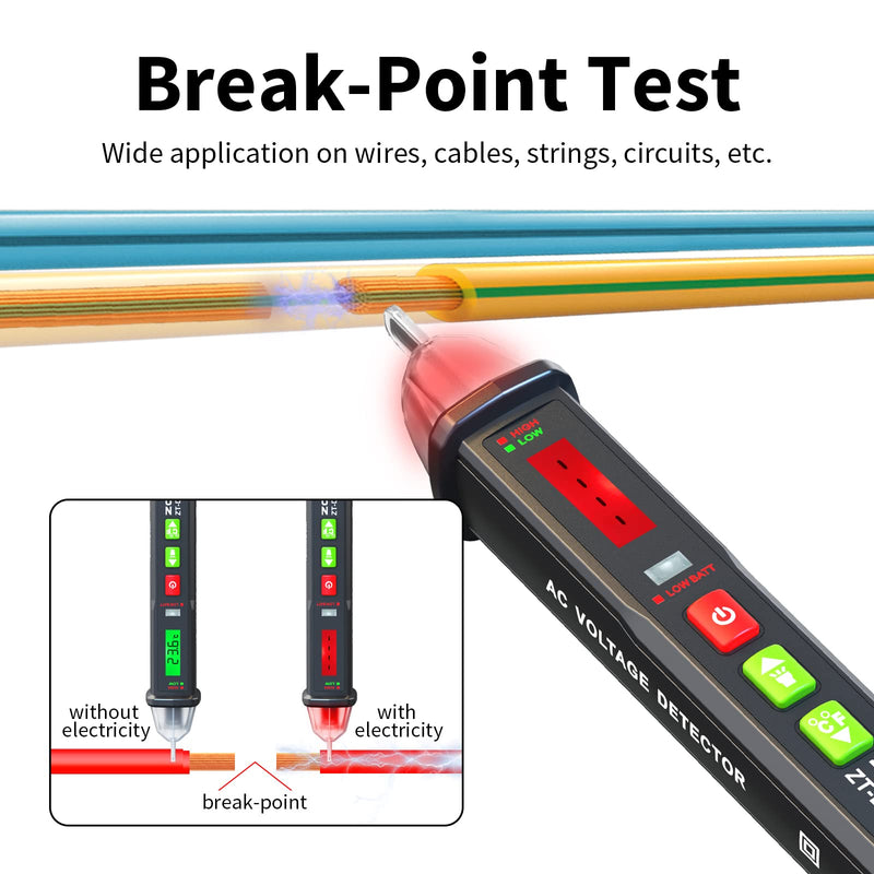 [Australia - AusPower] - ZOYI ZT-DB03 AC Voltage Detector - Non-Contact Voltage Tester Pen, Adjustable Sensitivity, Electricity Tester, Live Wire Tester, Electrical Tester Pen, 12-1000V Red 