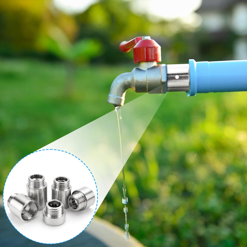5 Piece Tap Extension 1/2 Inch, Tap Extension 10/15/20/25/30 mm, Stainless Steel Extension Fitting, Water Connection Extension, Thread Fitting for Taps, Corner Valves, Shower Heads