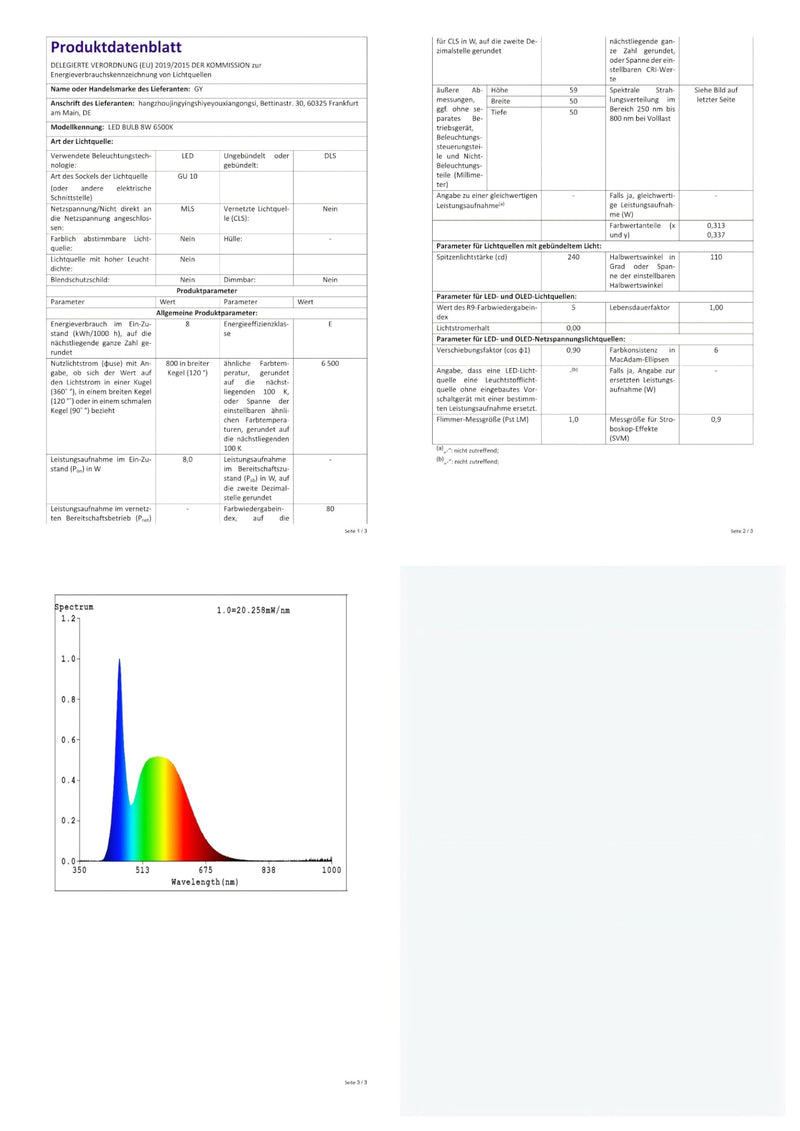 [Australia - AusPower] - GY GU10 LED Cool White Bulb, 8 W, 6500 K, 800 Lumens, Cool White Bulbs, Replaces 80 W Bulbs, 120° Beam Angle Reflector, Not Dimmable, Pack of 12 8w-6500k 12 Stück (1er Pack) 