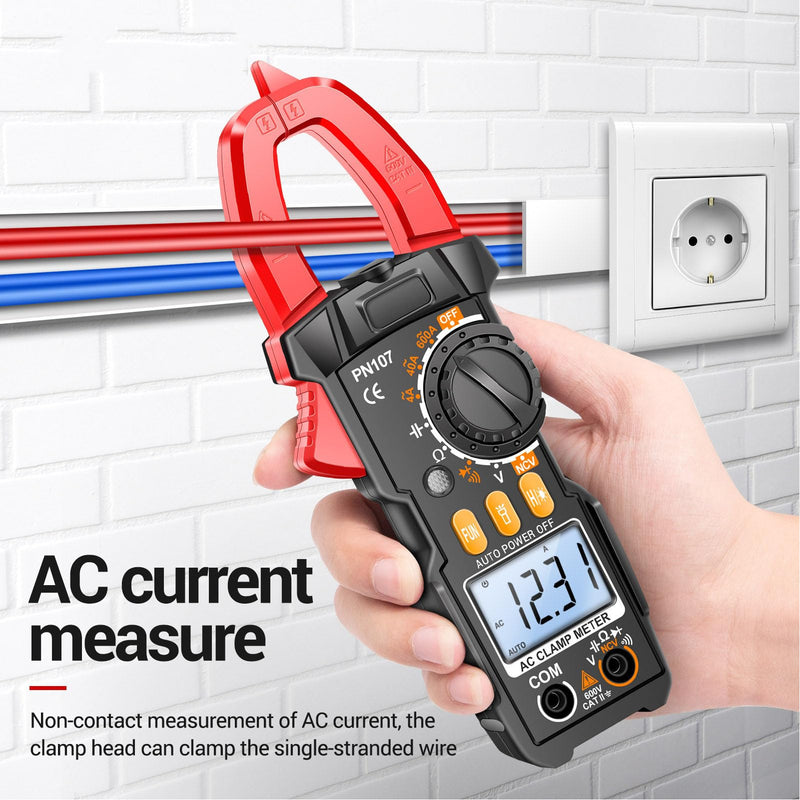 [Australia - AusPower] - Digital Clamp Meter Multimeter, 6000 Counts Voltage Tester Auto Ranging Measures, AC DC Current Voltage Temperature, NCV Frequency Diode Capacitance Electrical Tester 