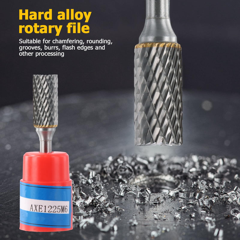 [Australia - AusPower] - Carbide Burr with 1/4 Inch Shank, Double Cut Rotary File, Burr Diameter 12 mm Cylinder End Cut, Die for Steel Metal Processing, Polishing and Engraving (A) a 