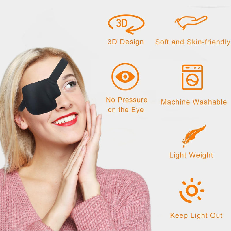 [Australia - AusPower] - 3D Eye Patch, Medical Eye Patches for Adults Kids, 3D Amblyopia Lazy Eye Patches for Left Eye Black 