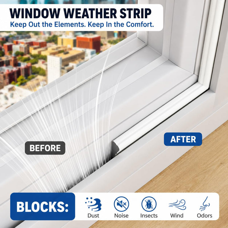 Weather Stripping Door Seal Strip, 196 inch * 3 Wedge-Shape Window Foam Seal Strip, Soundproofing, Winter Insulation Tape Strip for Frame, Noise Blocker, Door Gap Filler for Exterior White