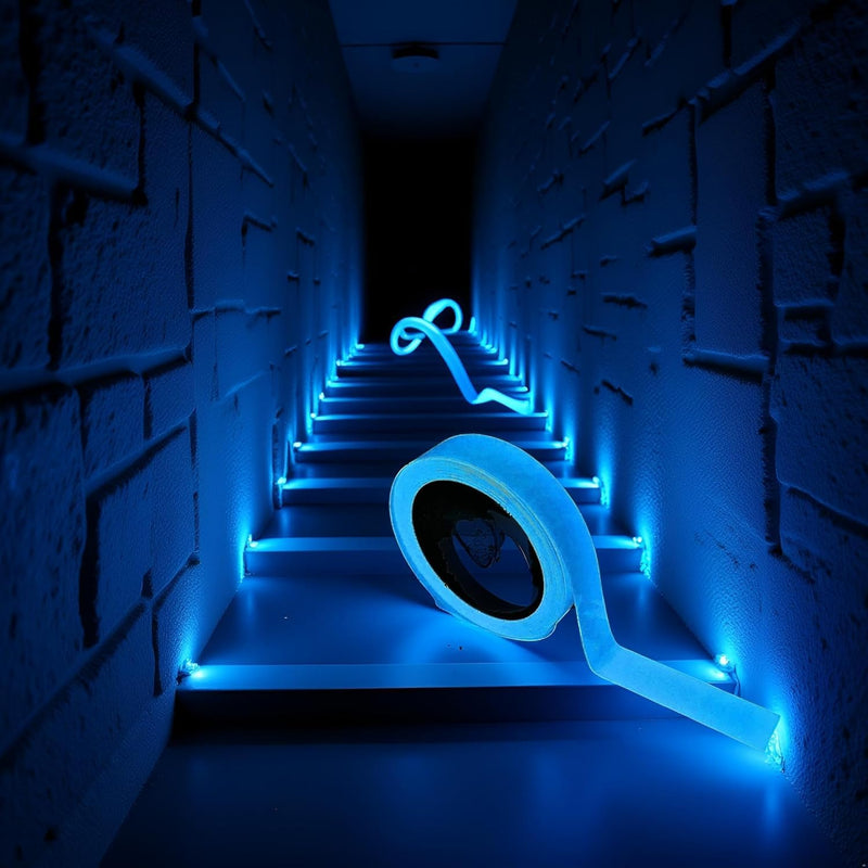 Glow in The Dark Tape, Fluorescent Spike Sticker for Stairs Walls Steps Safetys Exits Sign Warning Tape, Self-Adhesive Luminous Tapes (9.8 FT)