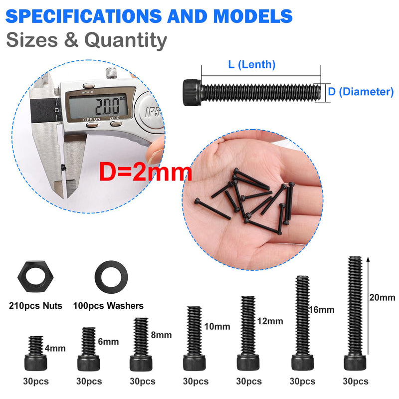 [Australia - AusPower] - mxuteuk M2 & M4 Hex Socket Head Cap Screws Bolts Nuts Kit, 1260PCS M4 Screws Kit, M4x6mm-40mm, M2x4/6/8/10/12/16/20mm, Carbon Steel, DIY, Repairs, Construction, Permanent Fixtures 