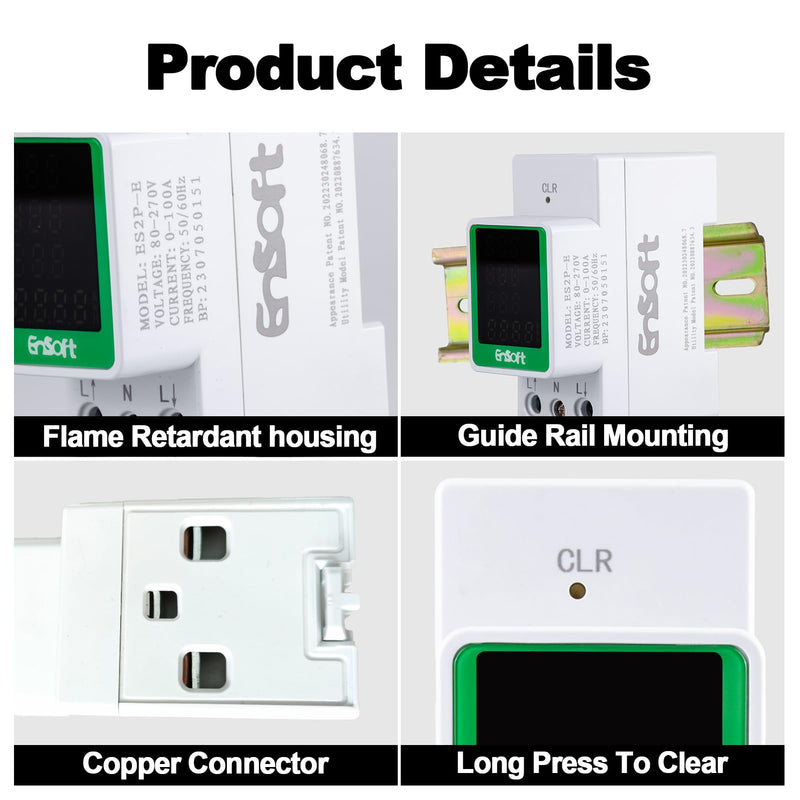 [Australia - AusPower] - AC Digital Energy Meter,AC 80-270V 100A Ampermeter Voltmeter Ammeter Voltage Tester Amps Watt Kwh Frequency Power Factor Meter Multimeter (Built-in CT) 6 in 1 