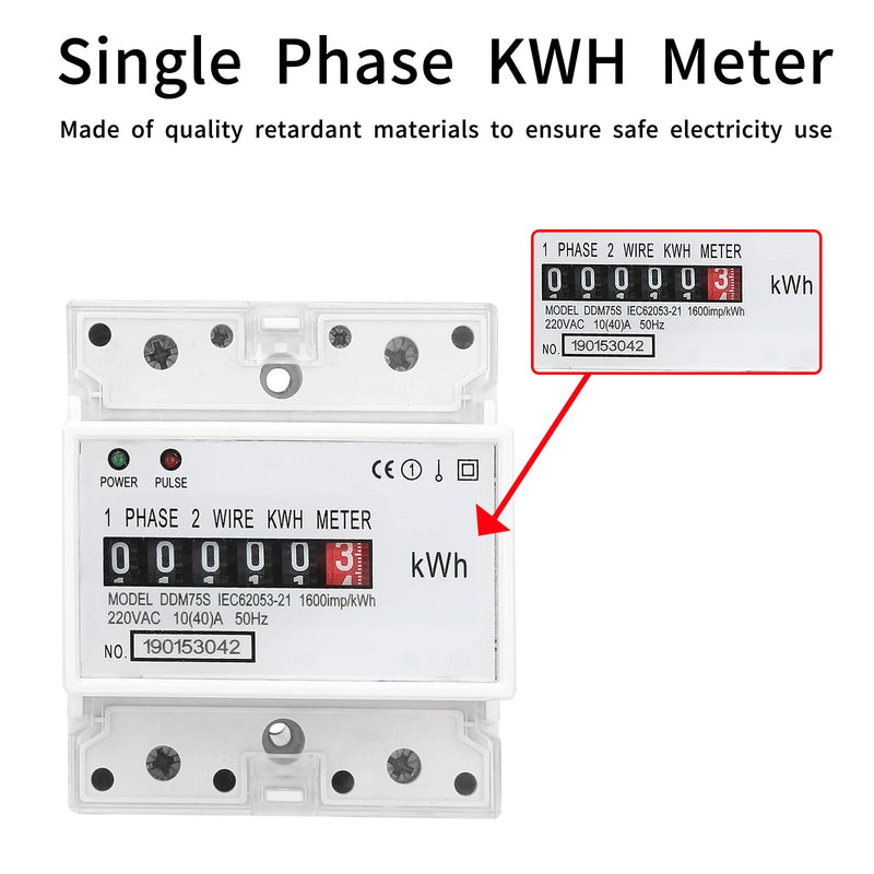 [Australia - AusPower] - Electric Meter, Single Phase 4P LED DIN-Rail Electricity Power Consumption Wattmeter Energy Meter DDM75S 10 to 40A Digital Display 
