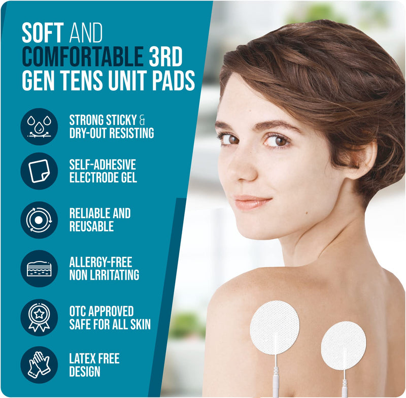 TENS Unit Replacement Pads, Combination 20 PCS Multiple Sizes Electrodes TENS Unit Pads, SM Electrode Patches(pin-in), Latex-Free Self-Adhesive TENS Pads for TENS/EMS Muscle Stimulation Machine White