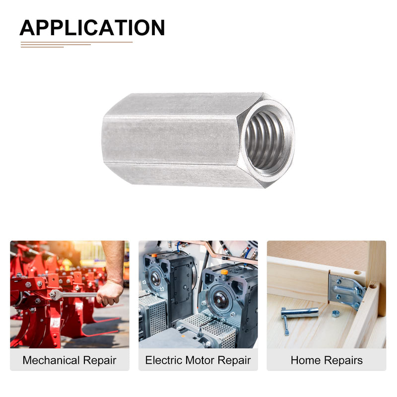 [Australia - AusPower] - M10x1.5mmx30mm(DxPxH) Hex Coupling Nuts - 5Pack - Good for Home Garage Repairs - 304 Stainless Steel Polishing Rod Coupling Nuts - Silver Tone M10x1.5mmx30mm 5 