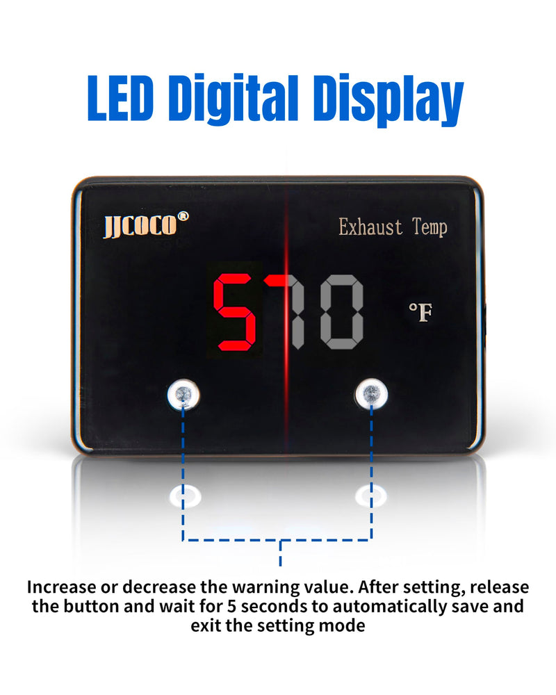 [Australia - AusPower] - Exhaust Gas Temperature EGT Gauge 1832 ℉ Pyrometer Kit - LED Digital Display with EGT Sensor for Diesel Car Motorcycle ATV Red Fahrenheit 