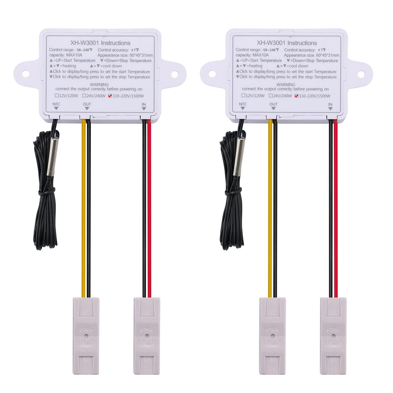 [Australia - AusPower] - VIGELA AC110~220V 1500W XH-W3001 ℉ Temperature Controller with Waterproof Probe and Quick Connector(2 Pieces) XH-W3001/℉ AC110~220V 