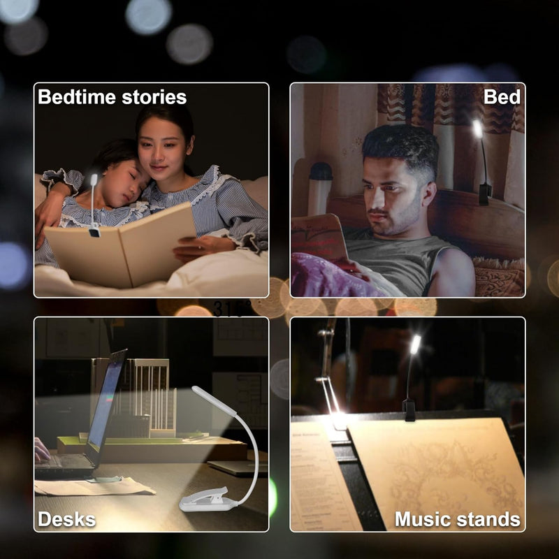 [Australia - AusPower] - LED Desk Lamp Eye-Caring Clamp Light Clamp Lamps Reading Lights with USB Port, 360°Flexible Gooseneck Bed Night Light by DWEPTU (Include AC Power Plug) 