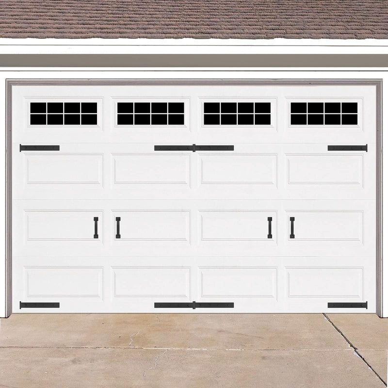 [Australia - AusPower] - Magnetic Decorative Garage Door Hinges Hardware Kit Attractive Curb Appeal Faux Hinges Handles Decor Hardware 1 Carriage Door Accents 4 Hinges + 2 Handles Black Pack of 1 