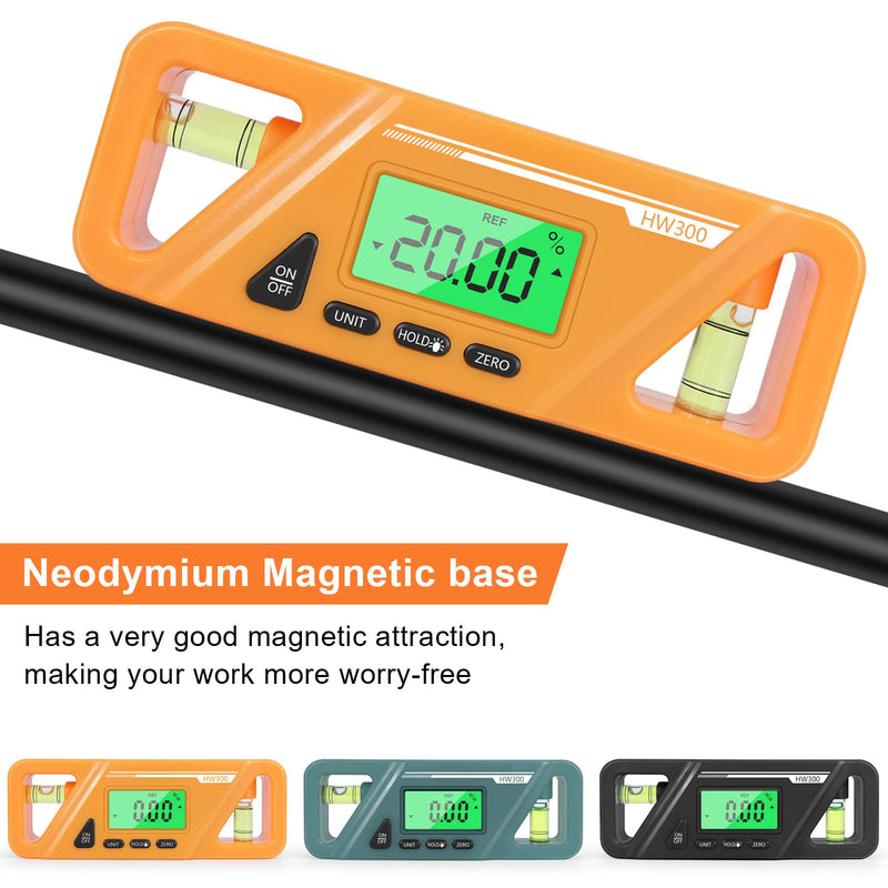[Australia - AusPower] - KKnoon Magnetic Digital Protractor Absolute and Relative Measurement Angle and Tilt Conversion Inclinometer Versatile Clinometer LCD Display with Backlight 