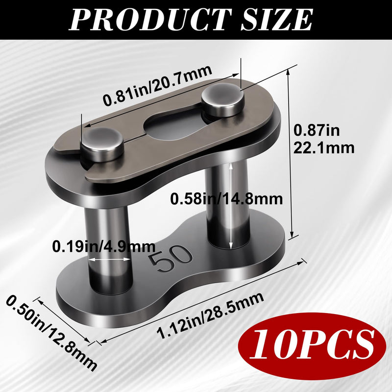 [Australia - AusPower] - #50 Roller Chain Connecting Links(10 Pack), Master Connector Link for Motorcycles,Mini Bicycles,Snow Removal Machines,Agricultural Machinery 