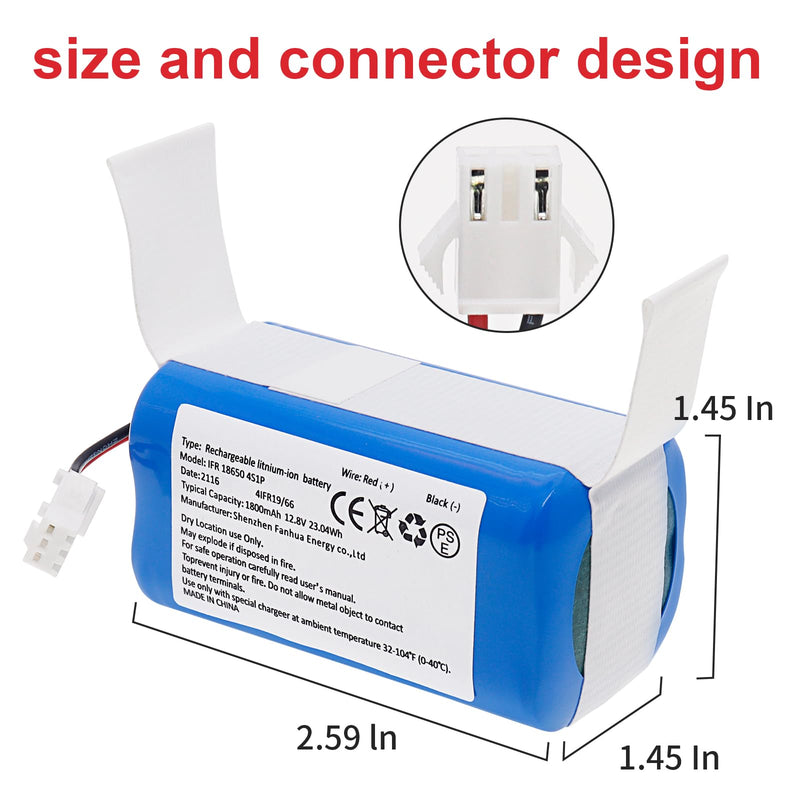 [Australia - AusPower] - Replacement Battery for Lefant M210 M210B M210P M213 M213S Robot Vacuum Cleaner 1800mAh 12.8V 
