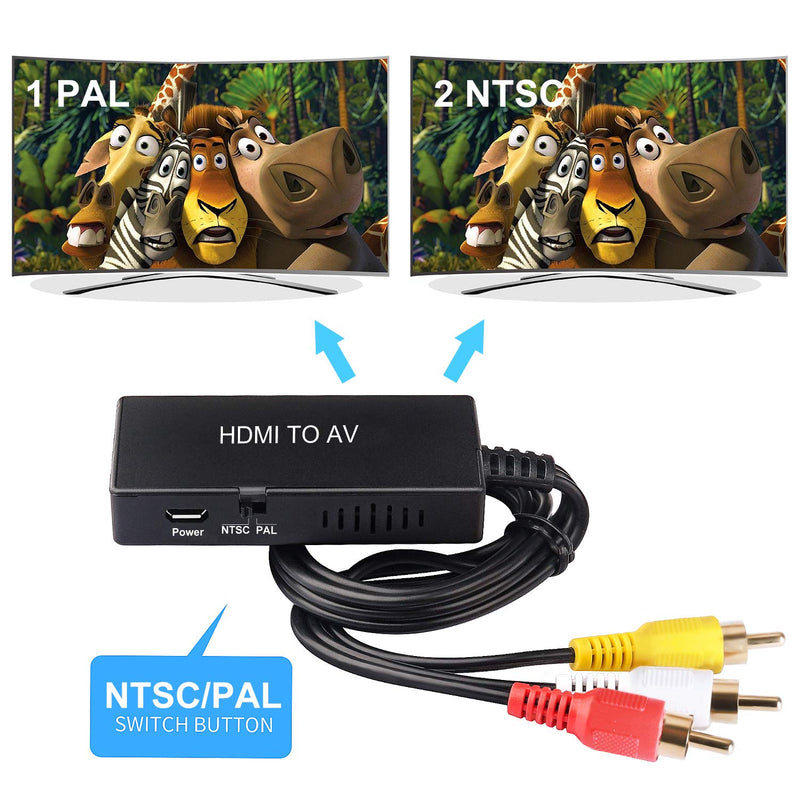 [Australia - AusPower] - HDMI to RCA, HDMI to Older TV Adapter Compatible for Fire Stick, Roku, Apple TV, Xiaomi Mi Box, Android TV Box, DVD, Blu-ray Player ect.（HDMI to AV Converter） 