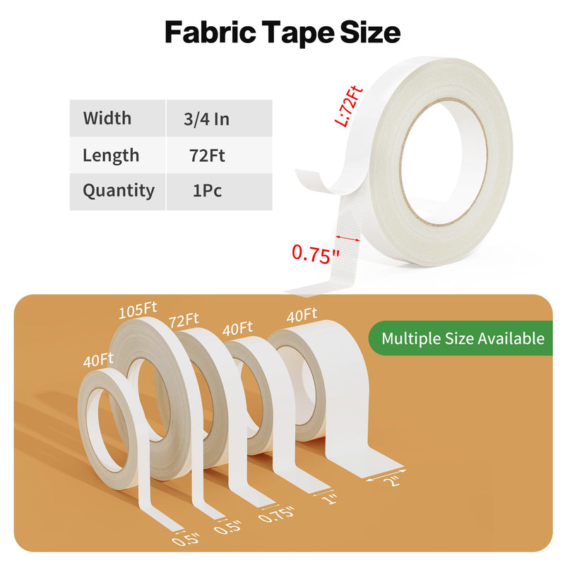Hemming Tape for Pants, 3/4'' X 72FT, Double Sided Fabric Tape | No Sewing No Ironing, Stitch Witchery Hem Tape, For Pants, Curtains, Dress, Jeans, Clothes, Rug, Carpet, Arts 3/4Inch X 72FT