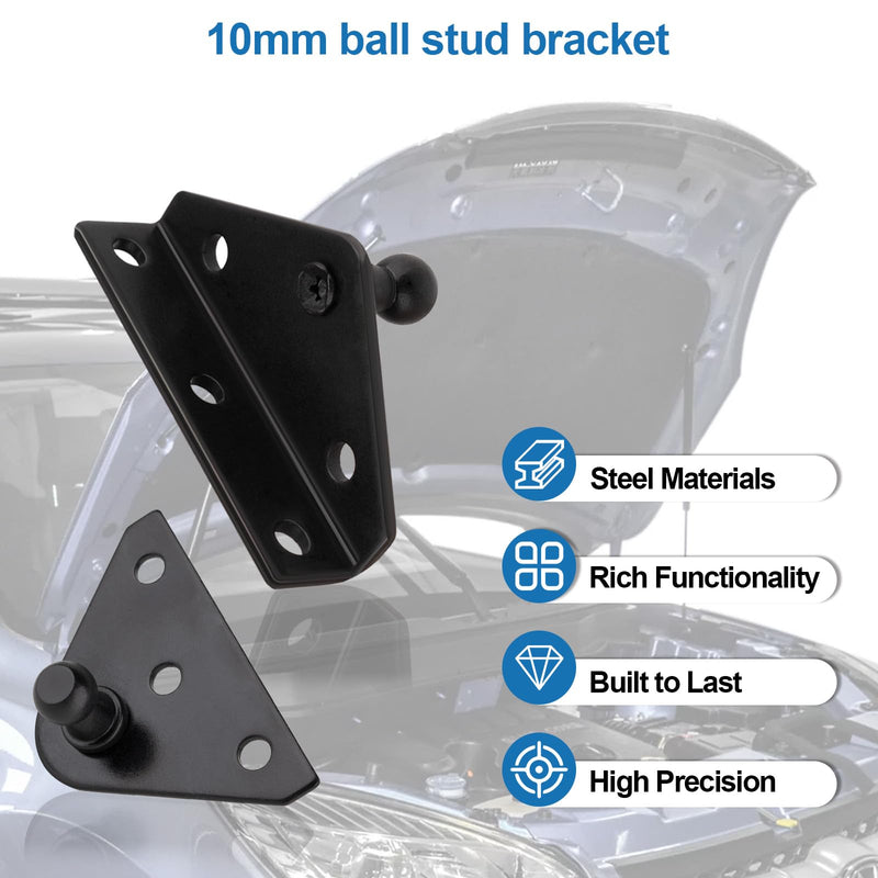 [Australia - AusPower] - 10mm Ball Stud Bracket, Gas strut mounting Brackets,Ball Stud Mounting Brackets for Lift Supports Shocks Spring Prop, Gas strut Mount, Lifting Bracket, Set of 4, Black 