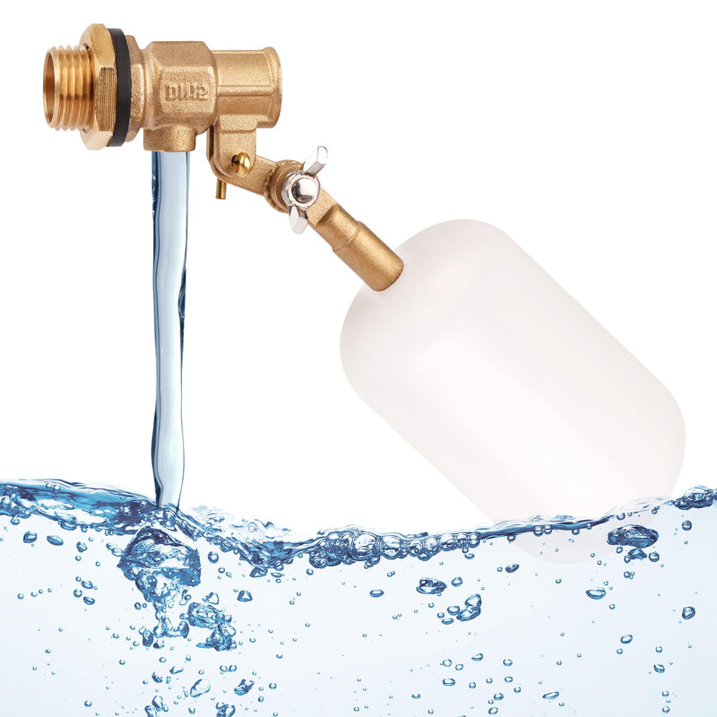 Float Valve 1/2 inch, Brass Water Float Valve with Adjustable Arm, Float Ball Valve Automatic Fill and Water Level Control for Water Trough,Fountains,Water Tank,Ponds,Pool,Aquariums 1/2 in