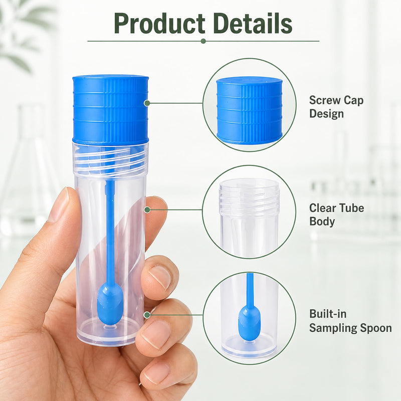 10 ampoules of 15 ml stool sample tubes, feces sample tubes, dog | With spoon, for removing dogs, cat waste for testing purposes