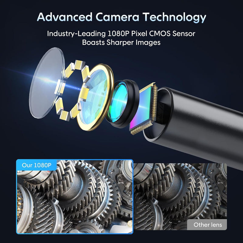 [Australia - AusPower] - Endoscope Camera with Light, SKYEAR Handheld Borescope 4.3'' HD 1080P with 8 Adjust LED Lights, Inspection Camera with 16.4ft Semi-Rigid Cable, IP67 Waterproof Scope Camera for Swer, Gadgets for Men 