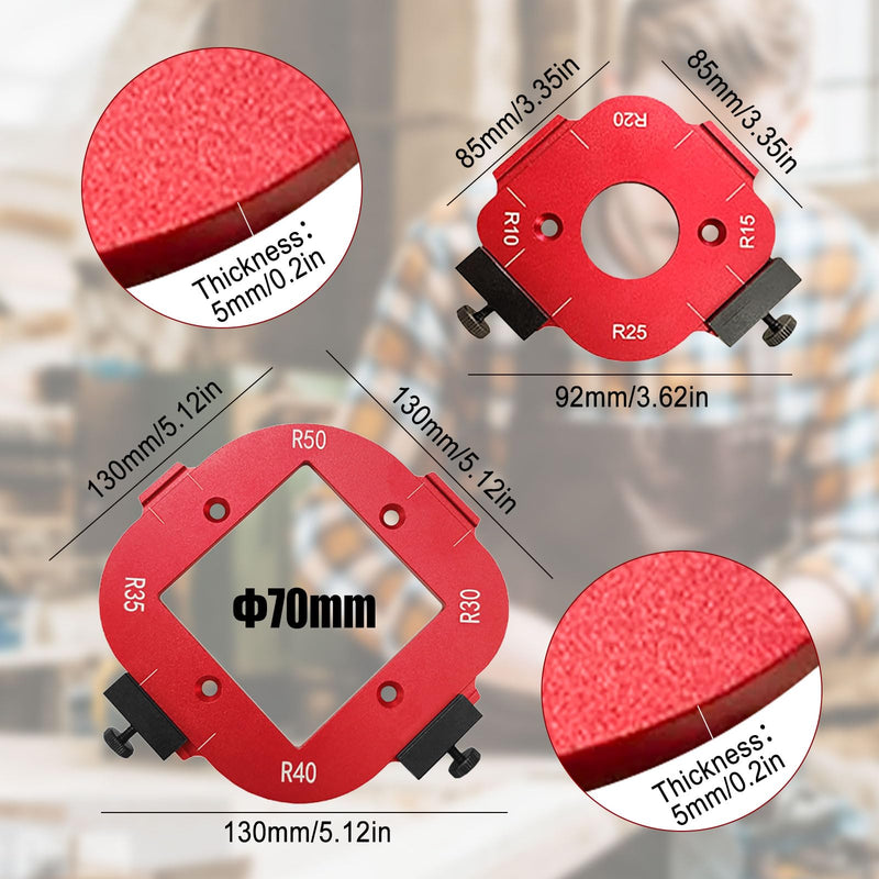 [Australia - AusPower] - Pack of 2 Radius Jig Router Stencils Corner, 4 in 1 Radius Quick Device for Woodworking R10 R15 R20 R25 R30 R35 R40 R50 Radius Routing Templates for Woodworking DIY Pack of 2 