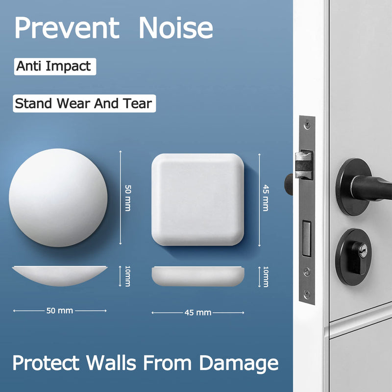 [Australia - AusPower] - XoYoZo Door Stoppers Wall Protector Buffer Guard Doorknob Door Handle Bumper Self Adhesive Silencer Soft Rubber Crash Pad for Home Office Round-White 