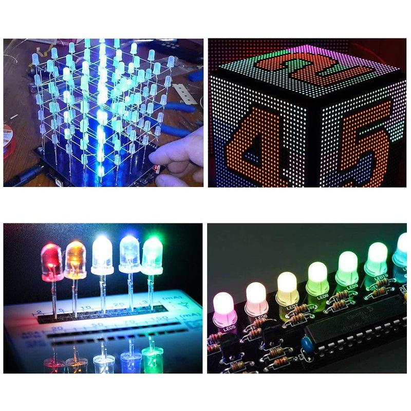 YIXISI 600 pieces 5 mm LED light emitting diode set, round head LED, 5 colors (120 pieces of each color), white, red, yellow, green, blue 5 Mm - 5 Colors - 600 Pieces