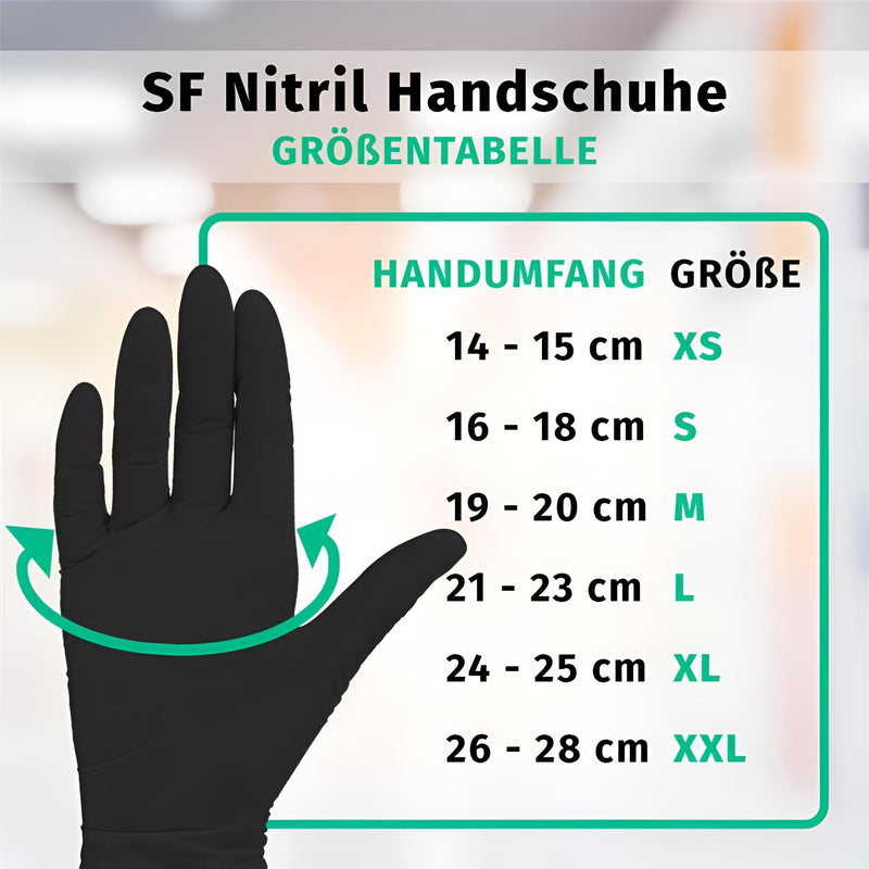 SF Nitrile Gloves XXL Black – 100 Disposable Gloves, Powder-Free, Latex-Free, Disposable Rubber Gloves for Cooking, Cleaning, Medicine, Kitchen, Garden, Workshop, Tattoo, Household | Puderfreie Einmalhandschuhe für Tattoo, Werkstatt, Küche, Reinigung u...