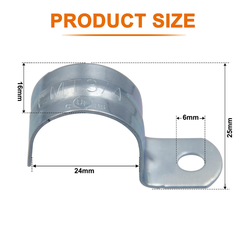 [Australia - AusPower] - ISPINNER 25pcs 3/4 Inch Zinc Plated Steel EMT Pipe Straps with 1 Hole for EMT Conduit or Pipe Fixing One Hole 