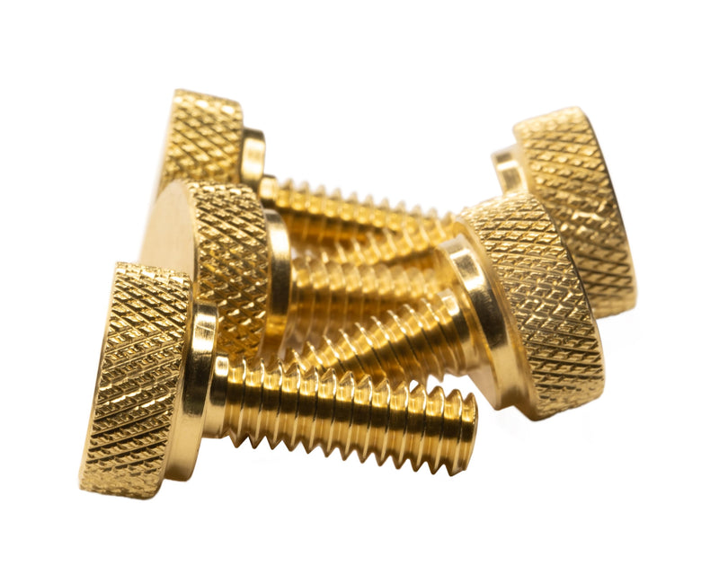 [Australia - AusPower] - 1/4-20 Thumb Screws Brass Knurled 3/4" Thread Length 5 Pack 