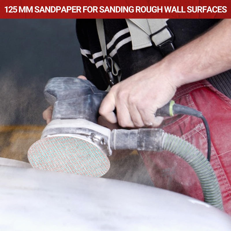 [Australia - AusPower] - Sruhrak Pack of 50 125 mm Sanding Mesh , 80/120/180/240/400 Grit Sanding Net Efficient Dust Removal Sanding Pads for Drywall Wall Sanders Mix grit 