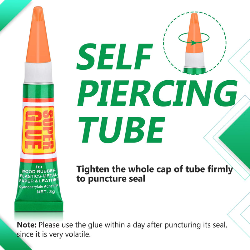 [Australia - AusPower] - 24 X 3g Super Glue Clear, Strong Adhesive Superglue Crazy Fast Drying Cyanoacrylate Glue Tubes with Cap for Shoe Repair, Plastic, Rhinestone Jewelry, Metal, DIY Crafts (Waterproof & Individual) 24 X 3g ?Update 