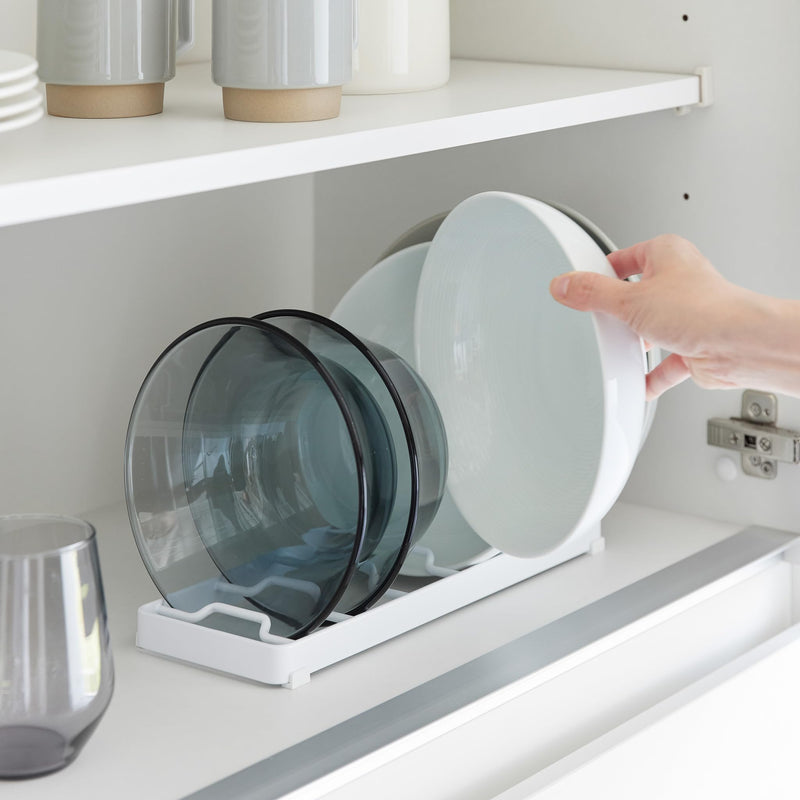 Yamazaki 1373 Tower Bowl Storage L, White, Steel, Minimalist 32 x 11 x 2.5 cm (L x W x H) | Steel, with non-slip silicone feet, organizer for shelves and drawers, 11 x 32 x 2.5 cm, Japanese design