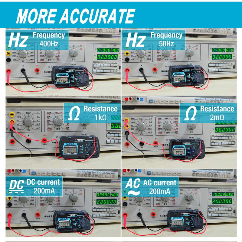 [Australia - AusPower] - ALLOSUN Digital Multimeter Pocket Size DC AC Voltage Current Tester NCV Ohm Capacitance Frequency Diode and Continuity Test Auto Range (EM3085A (Upgraded)) 