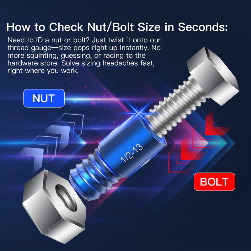 [Australia - AusPower] - Thread Checker, Bolt Size Finder, 52 PCS Nut and Bolt Thread Checker 28 Inch & 24 Metric Thread Gauge, Thread Checker Standard and Metric 