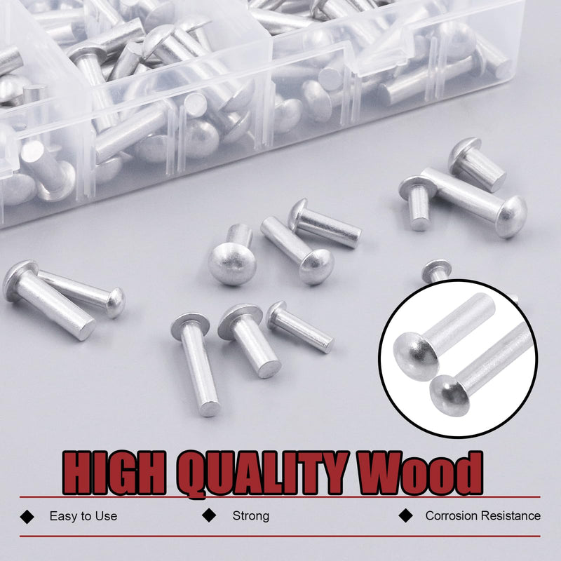 [Australia - AusPower] - Hilitchi 300Pcs M4 M5 M6 Solid Aluminum Head Rivets with Storage Case, Brazier Head Rivets 