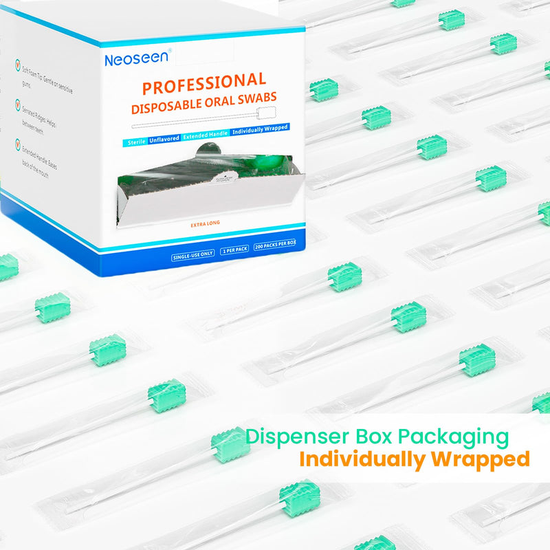 [Australia - AusPower] - Oral Swabs Disposable - Longer Medical-grade Mouth Swabs Individually Wrapped - Safe & Professional (Aqua 200 Counts) Sky Blue 