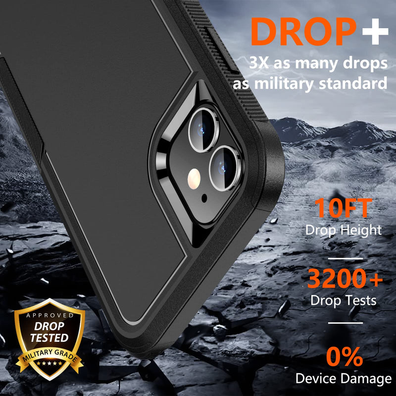 [Australia - AusPower] - SPIDERCASE Shockproof for iPhone 11 Case,[10 FT Military Grade Drop Protection],with 2 pcs[Tempered Glass Screen Protector+Camera Lens Protector] Heavy Duty Full-Body Protective Phone Case, Black 