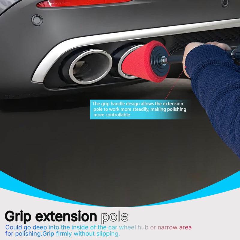 Car Wheel Hub Drill Polishing Cone Sponges, Polishing Pads, Polishing Balls, with Handheld Extension Holder, Suitable for Standard Household Electric Drills. (Cone_8) cone _8