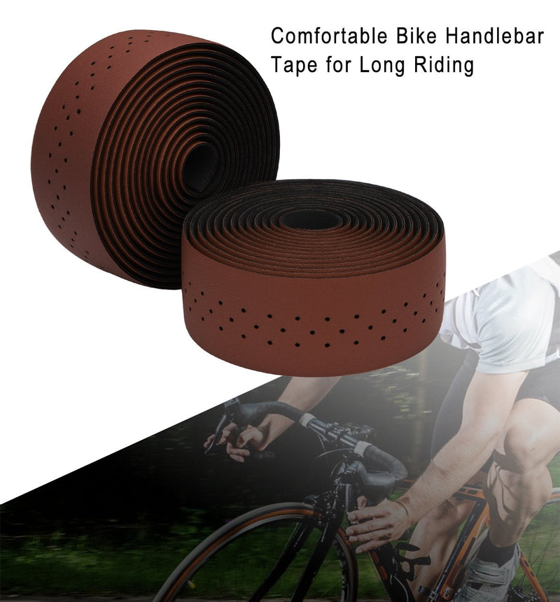 TOPCABIN® Camouflage Series Comfort Gel Road Bike Handlebar Tape Bike Bar Tape with Reflective Bar Plugs (Dark Brown(PU a Pair)) PU leather Dark Brown