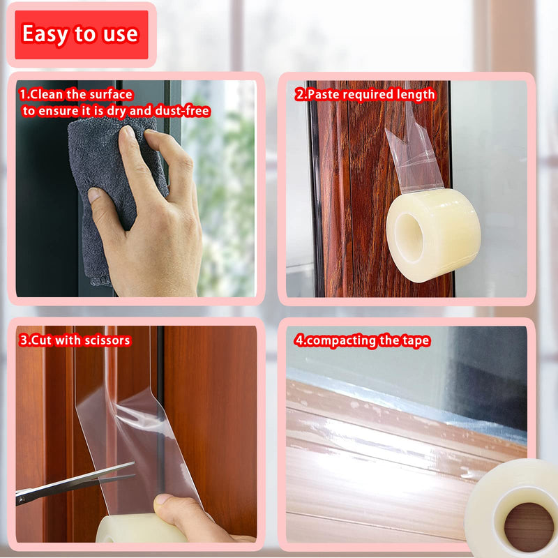 [Australia - AusPower] - Birllaid Transparent Window Weather Sealing Tape, 2-Inch x 23 Yards, Window AC Insulation Sealing Film Tape, No Residue, Clear 