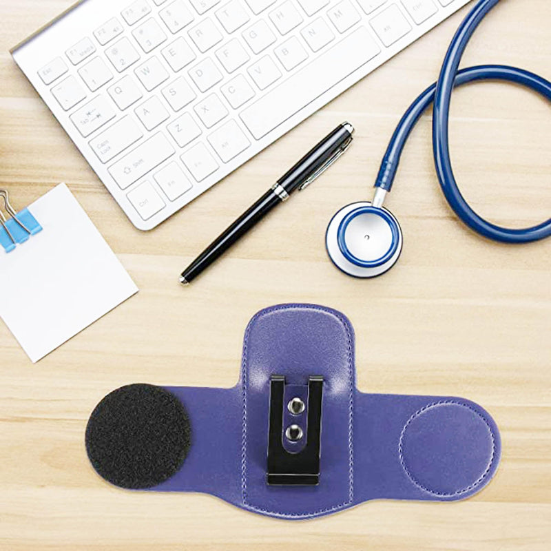 [Australia - AusPower] - Leather Stethoscope Holder Case Stethoscope Case Handmade Clip-on Stethoscope Holder for Physicians, Nurses, EMT, Medical Nursing Students(Blue) 