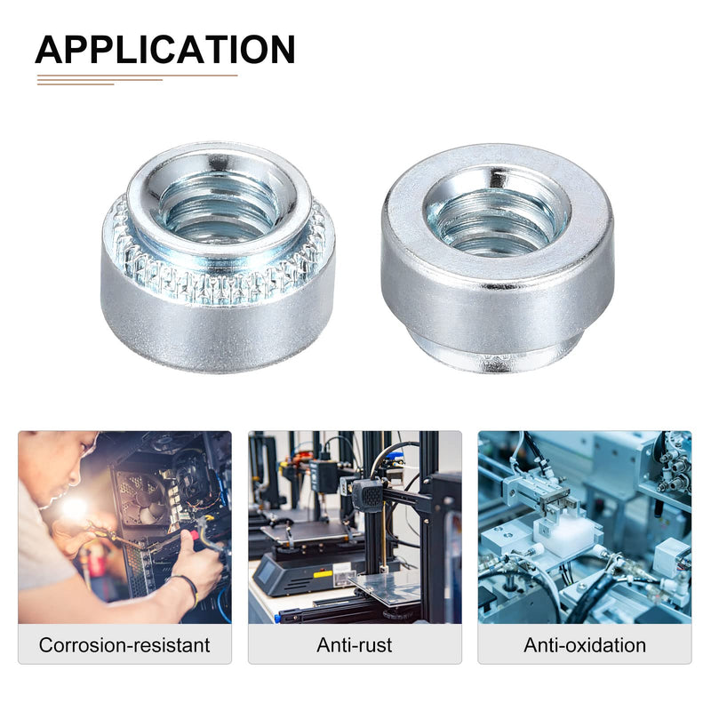[Australia - AusPower] - 1/4-20 x 0.25"(DxL) Clinching Rivet Nut Fastener - 100Pack - Good for Construction Industry - Carbon Steel Pressure Riveting Nut - Silver 