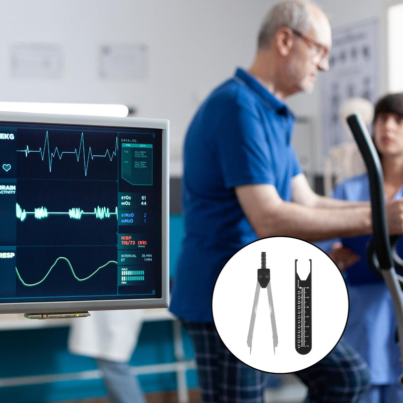 [Australia - AusPower] - EKG Calipers ECG Calipers Measuring Tool Nursing or Doctor Caliper Divider for Measuring Drafting Electrocardiographs wif Ruler(Black) Black 